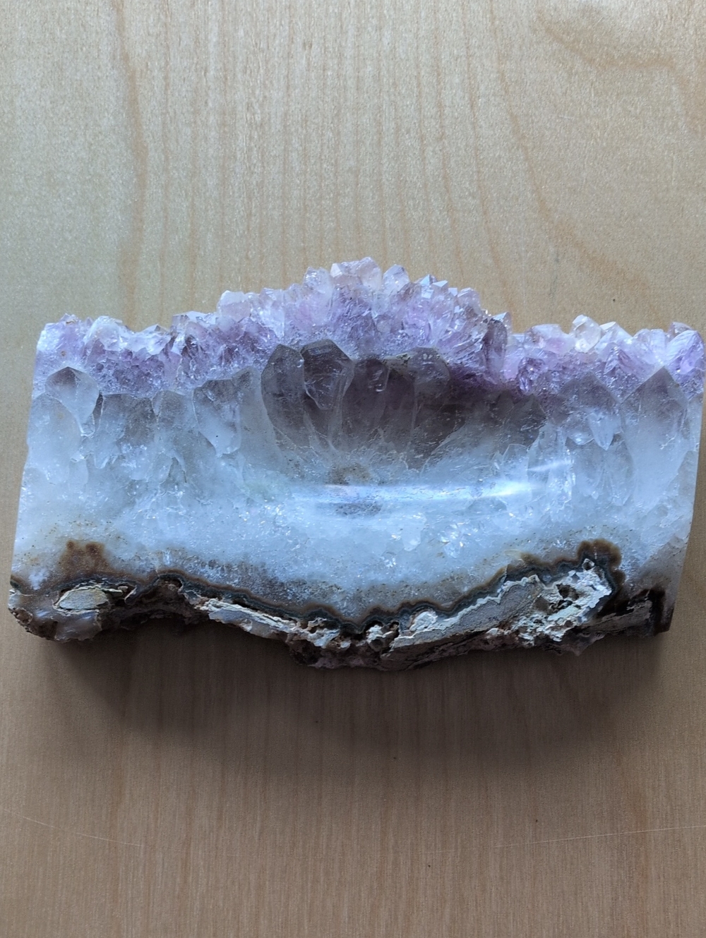 Amethyst Crystal Geode Accent Slice With Polished "Tray" Center.
